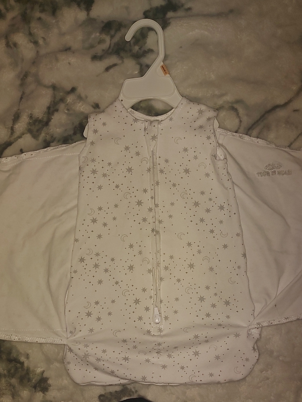 Halo White SleepSack Swaddle with Silver Star & Moon Print